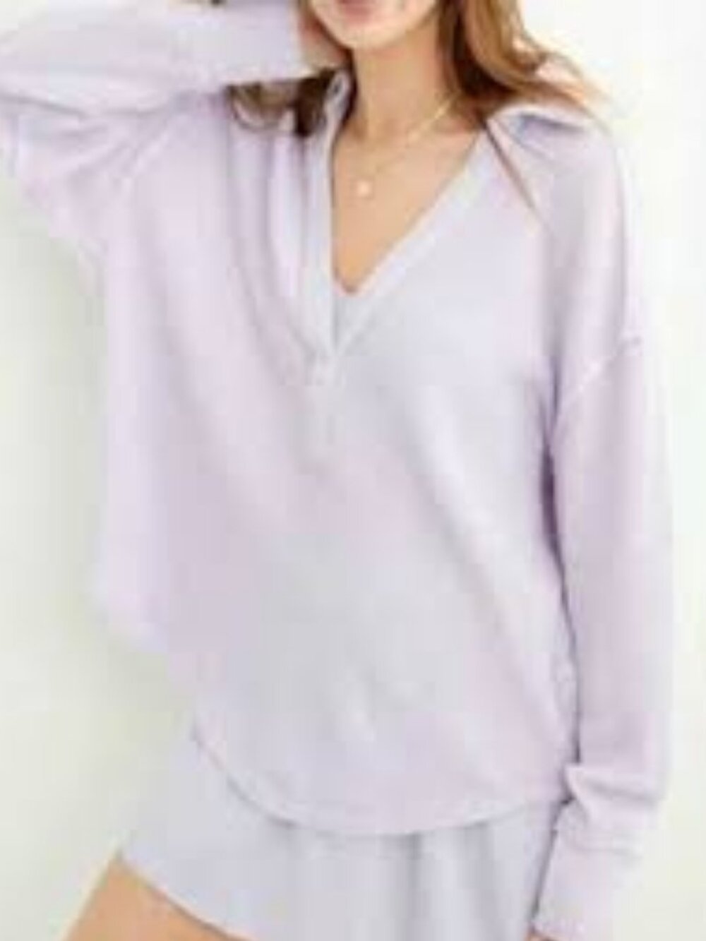 Aerie LumberJane Waffle Polo Sweatshirt - Lavender Dawn